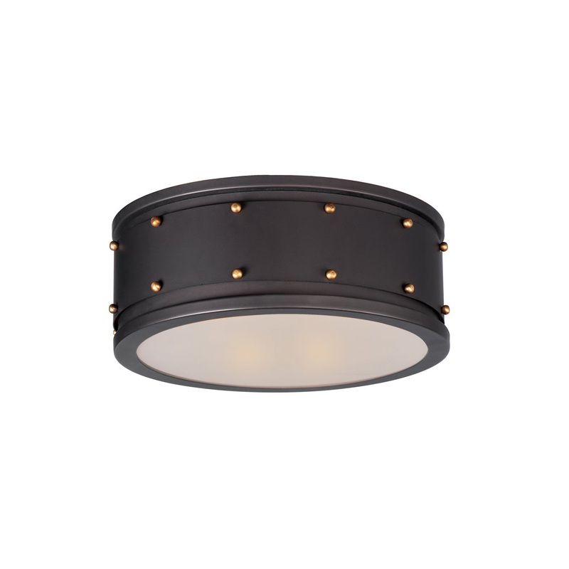 Maxim 25160OIAB Trestle Two Light Flush Mount, Oil Rubbed Bronze / Antique Brass