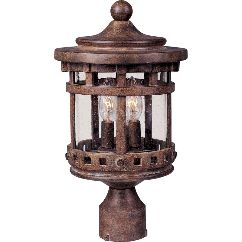 Maxim 3137CDSE Santa Barbara DC Three Light Outdoor Pole/Post Lantern, Sienna