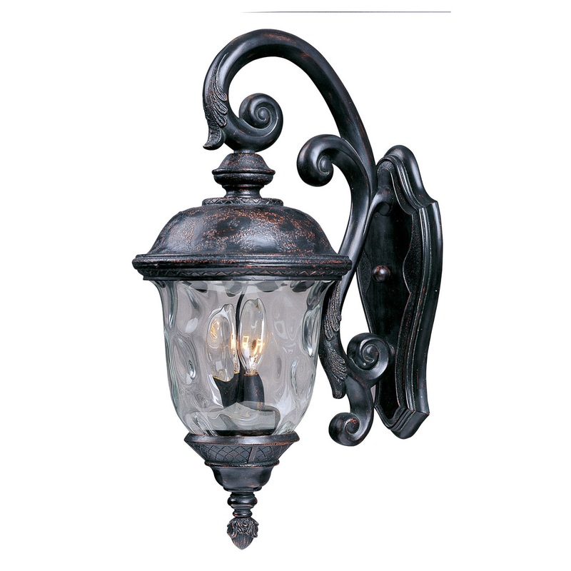 Maxim 3497WGOB Carriage House DC Three Light Outdoor Wall Lantern, Oriental Bronze