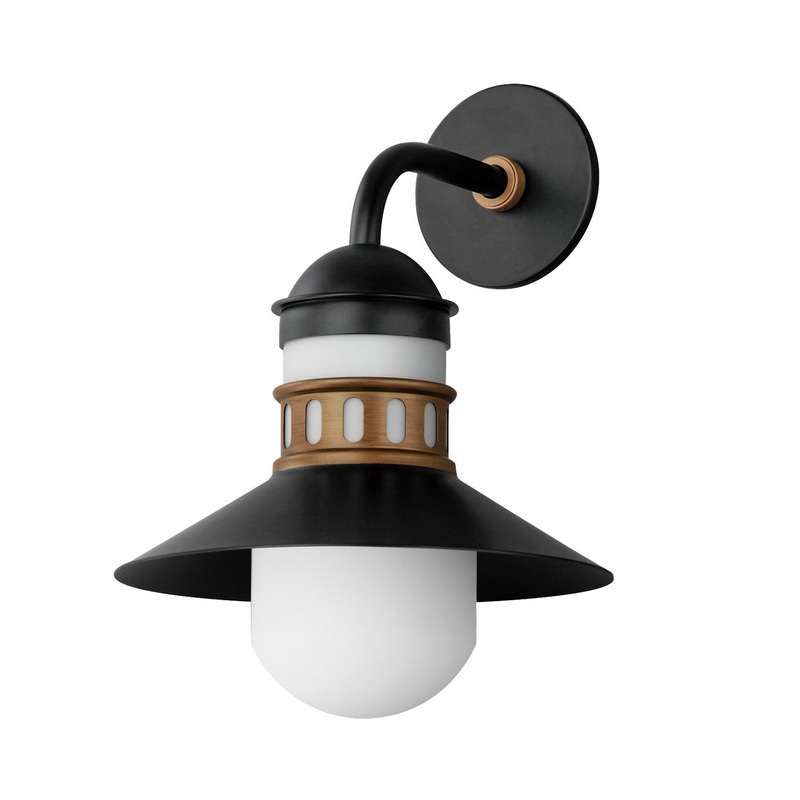 Maxim 35124SWBKAB Admiralty One Light Outdoor Wall Sconce, Black / Antique Brass