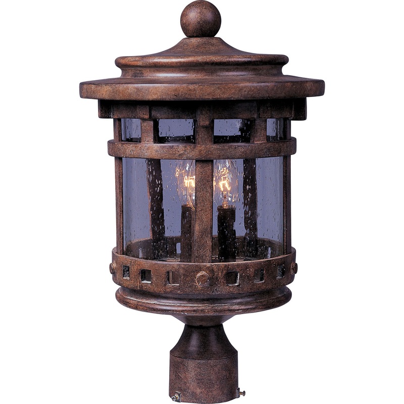 Maxim 40036CDSE Santa Barbara VX Three Light Outdoor Pole/Post Lantern, Sienna
