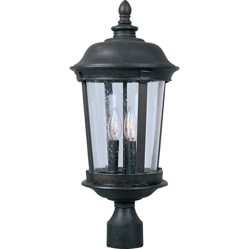 Maxim 40091CDBZ Dover VX Three Light Outdoor Pole/Post Lantern, Bronze
