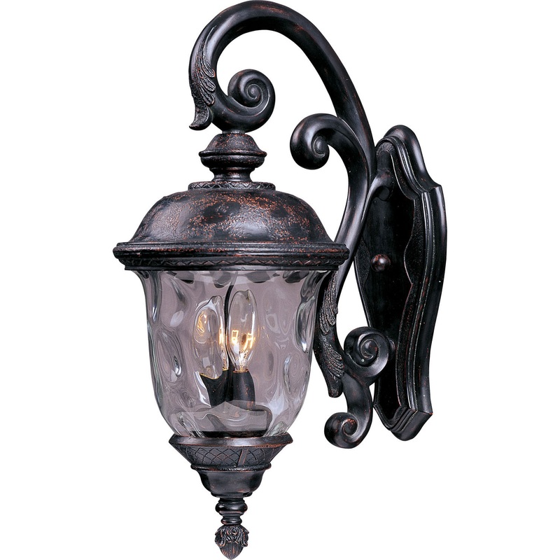 Maxim 40497WGOB Carriage House VX Three Light Outdoor Wall Lantern, Oriental Bronze