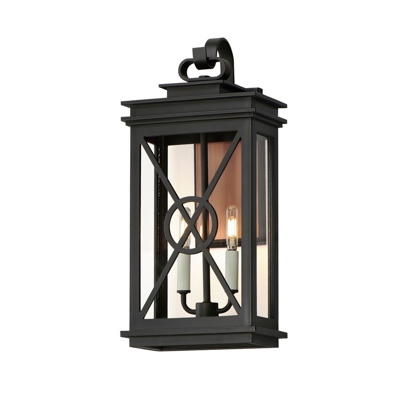 Maxim 40806CLACPBK Yorktown VX Two Light Outdoor Wall Sconce, Black/Aged Copper