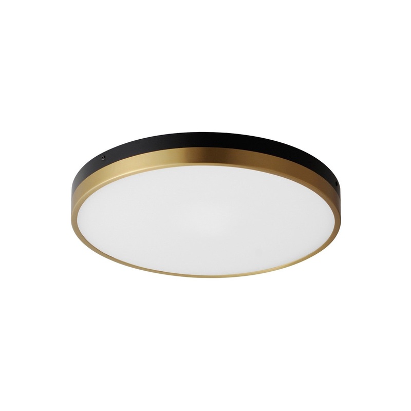 Maxim 59704WTBKAB Dapper LED Flush Mount, Black / Antique Brass