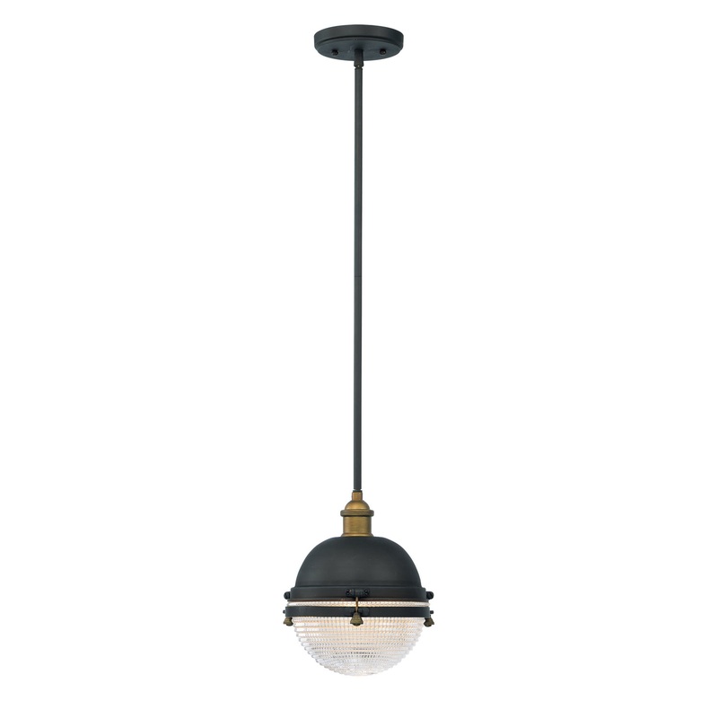 Maxim 10184OIAB Portside One Light Outdoor Pendant, Oil Rubbed Bronze / Antique Brass