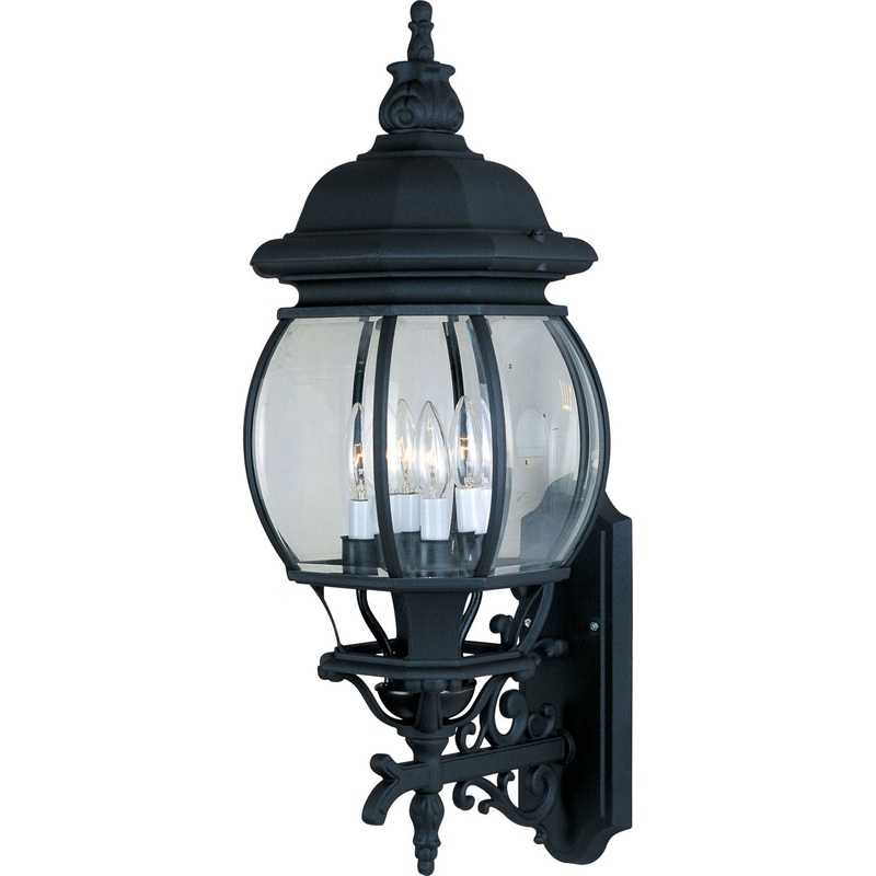 Maxim 1037BK Crown Hill Four Light Outdoor Wall Lantern, Black