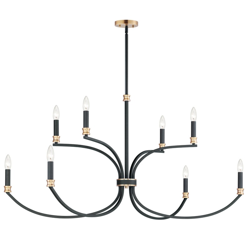 Maxim 11378BKAB Charlton Eight Light Chandelier, Black / Antique Brass