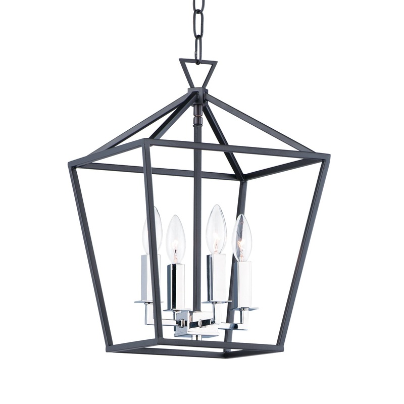 Maxim 25152TXBPN Abode Four Light Chandelier, Textured Black / Polished Nickel