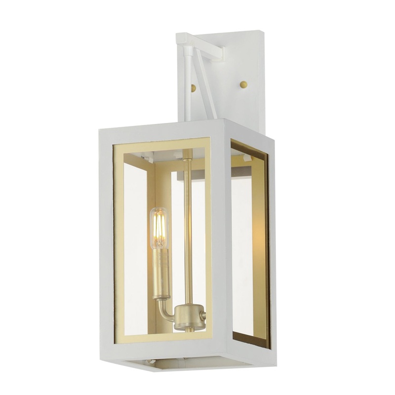 Maxim 30054CLWTGLD Neoclass Two Light Outdoor Wall Sconce, White/Gold