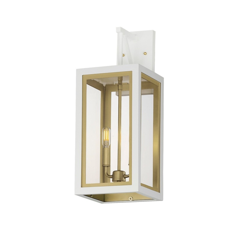 Maxim 30055CLWTGLD Neoclass Two Light Outdoor Wall Sconce, White/Gold