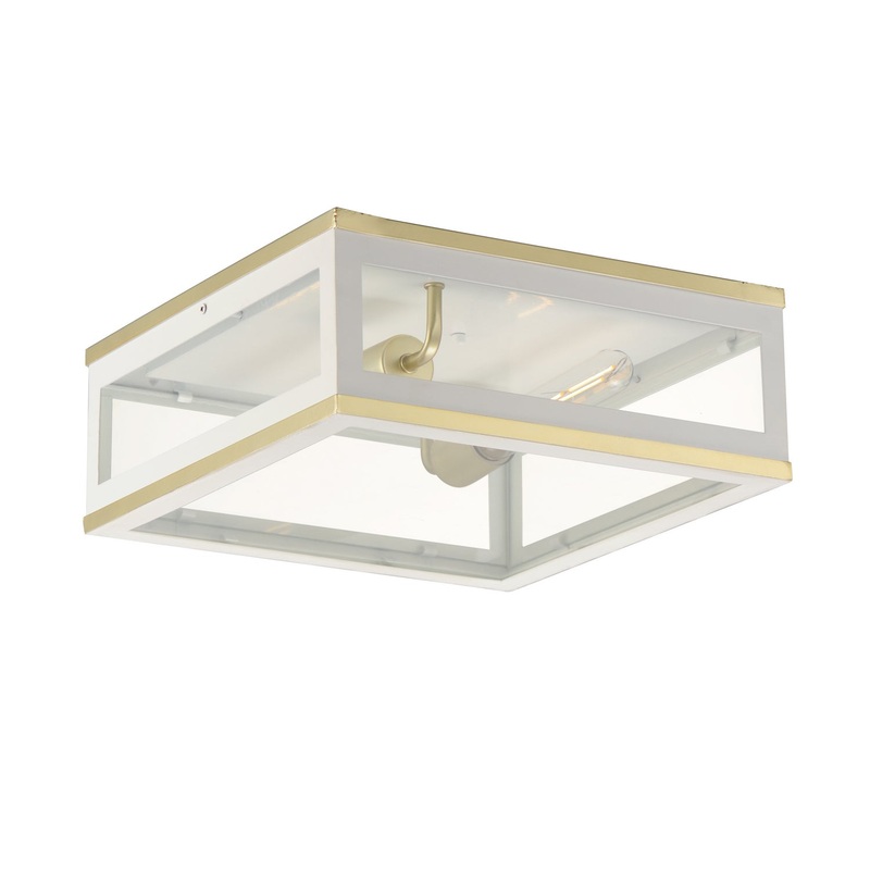 Maxim 30059CLWTGLD Neoclass Two Light Outdoor Flush Mount, White/Gold