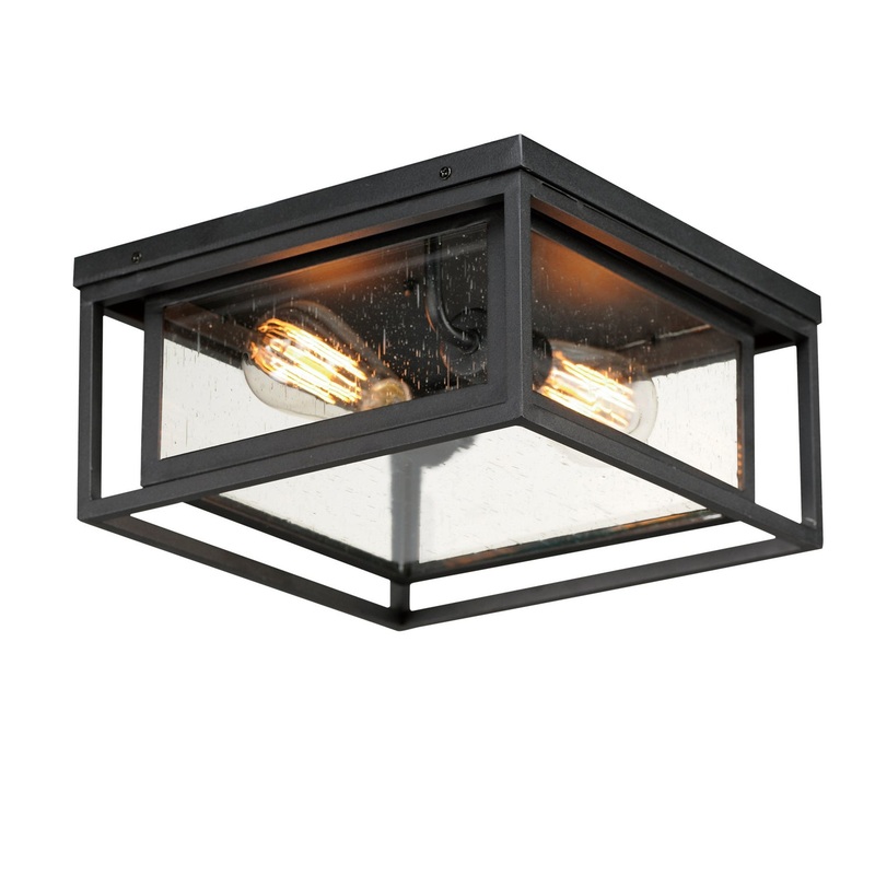 Maxim 3031CDBK Cabana Two Light Outdoor Flush Mount, Black