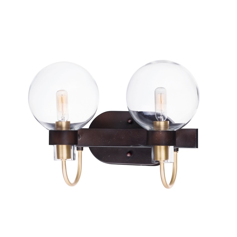 Maxim 30512CLBZSBR Bauhaus Two Light Bath Vanity, Bronze / Satin Brass