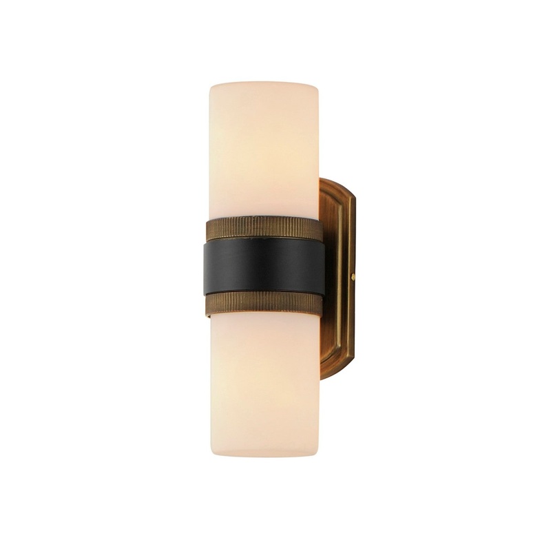 Maxim 32651SWBKAB Ruffles Two Light Outdoor Wall Sconce, Black / Antique Brass