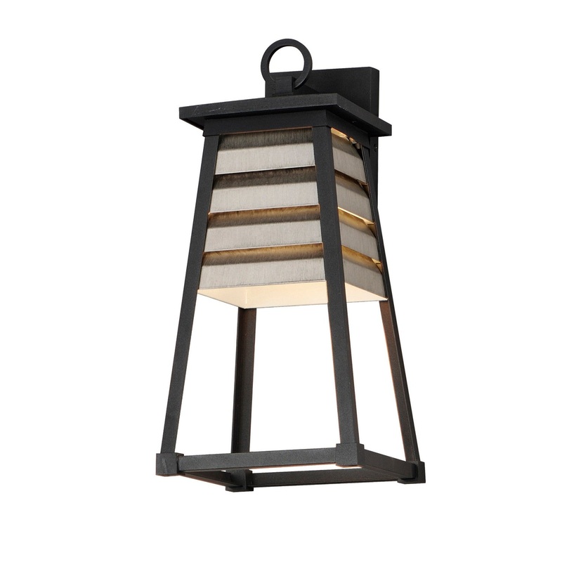 Maxim 40634WZBK Shutters One Light Outdoor Wall Sconce, Weathered Zinc/Black