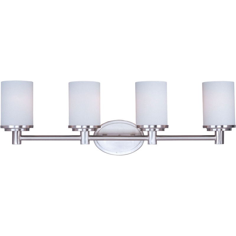 Maxim 9054SWSN Cylinder Four Light Bath Vanity, Satin Nickel