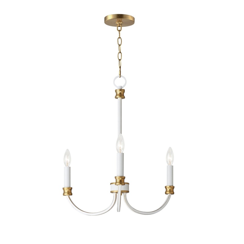 Maxim 11373WWTGL Charlton Three Light Chandelier, Weathered White/Gold Leaf