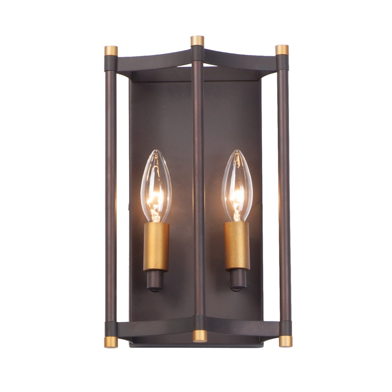 Maxim 13599OIAB Wellington Two Light Wall Sconce, Oil Rubbed Bronze / Antique Brass