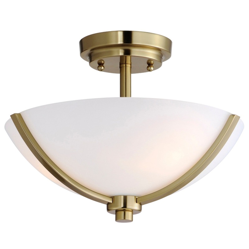 Maxim 20031SWSBR Deven Three Light Semi Flush Mount, Satin Brass