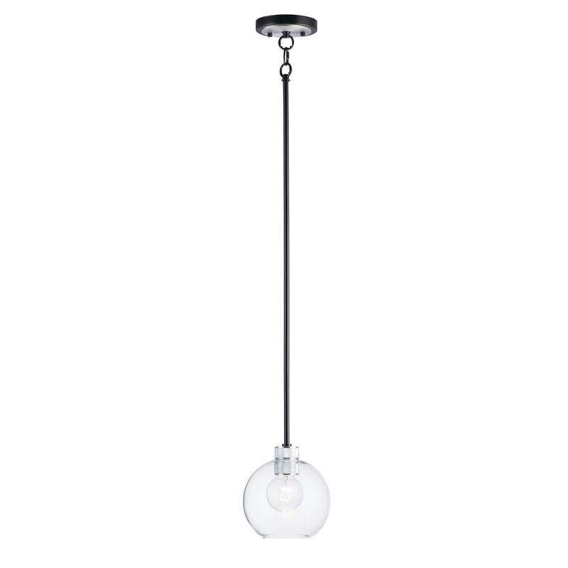 Maxim 21619CLBKAL Vessel One Light Mini Pendant, Black / Brushed Aluminum