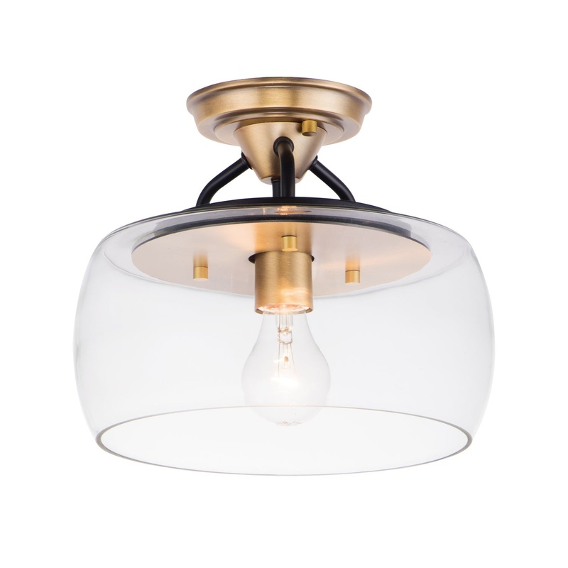 Maxim 26129CLBZAB Goblet One Light Semi-Flush Mount, Bronze / Antique Brass