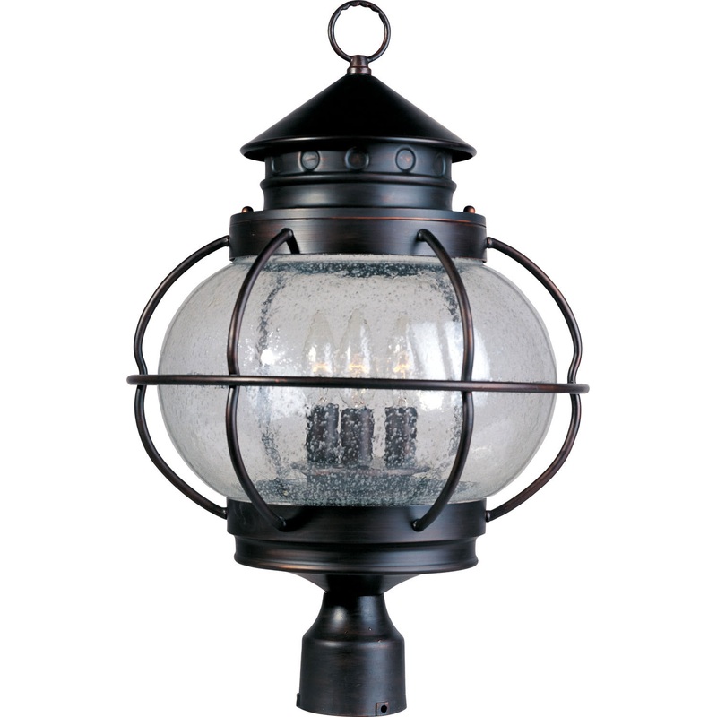 Maxim 30501CDOI Portsmouth Three Light Outdoor Pole/Post Lantern, Oil Rubbed Bronze
