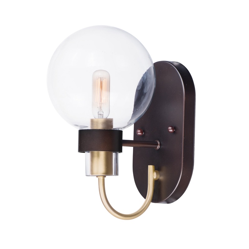 Maxim 30511CLBZSBR Bauhaus One Light Wall Sconce, Bronze / Satin Brass