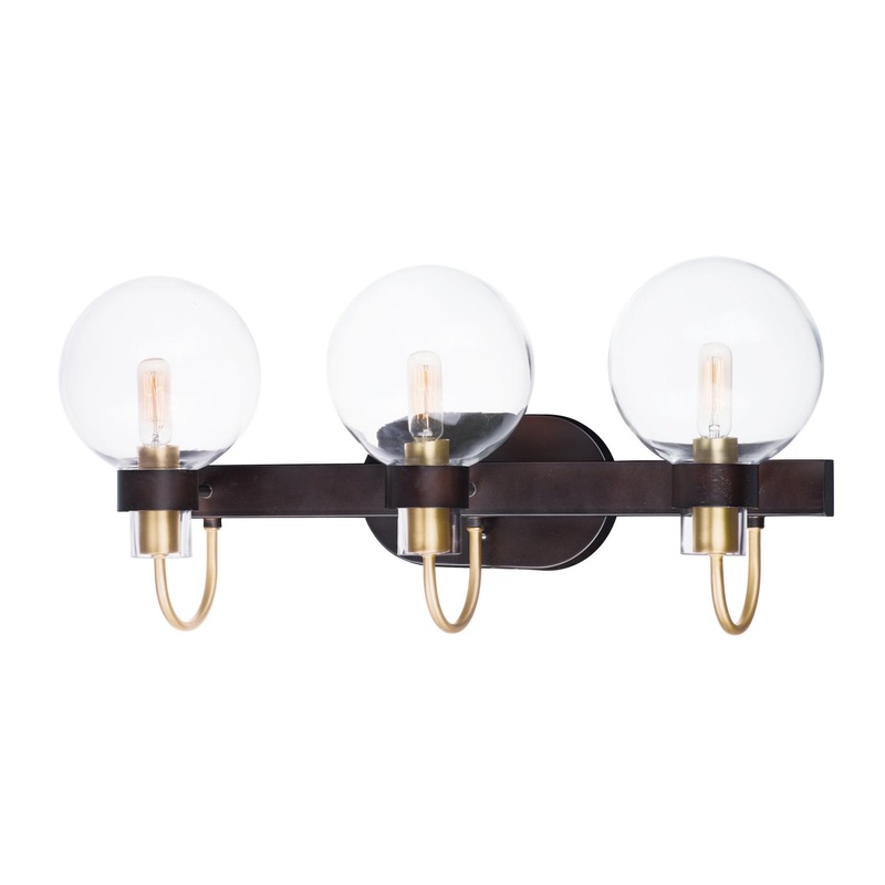 Maxim 30513CLBZSBR Bauhaus Three Light Bath Vanity, Bronze / Satin Brass