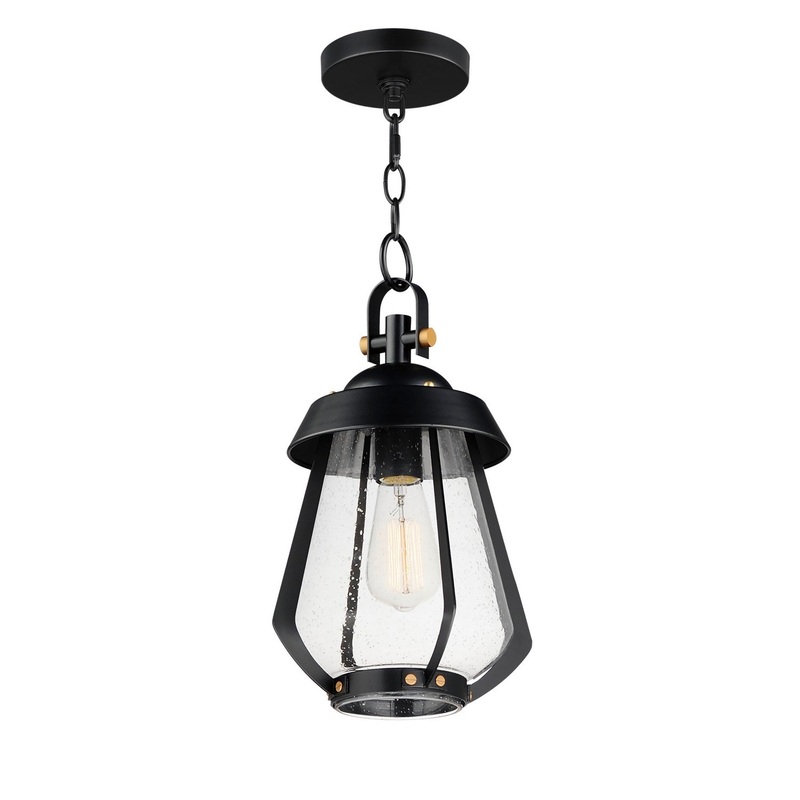 Maxim 30621CDBKAB Mariner One Light Outdoor Pendant, Black / Antique Brass