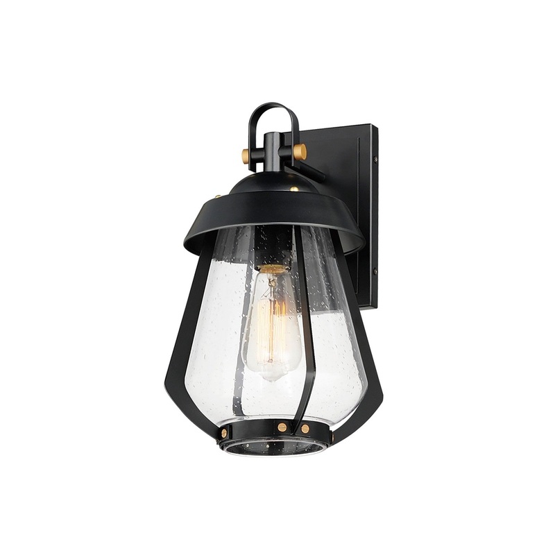 Maxim 30622CDBKAB Mariner One Light Outdoor Wall Sconce, Black / Antique Brass