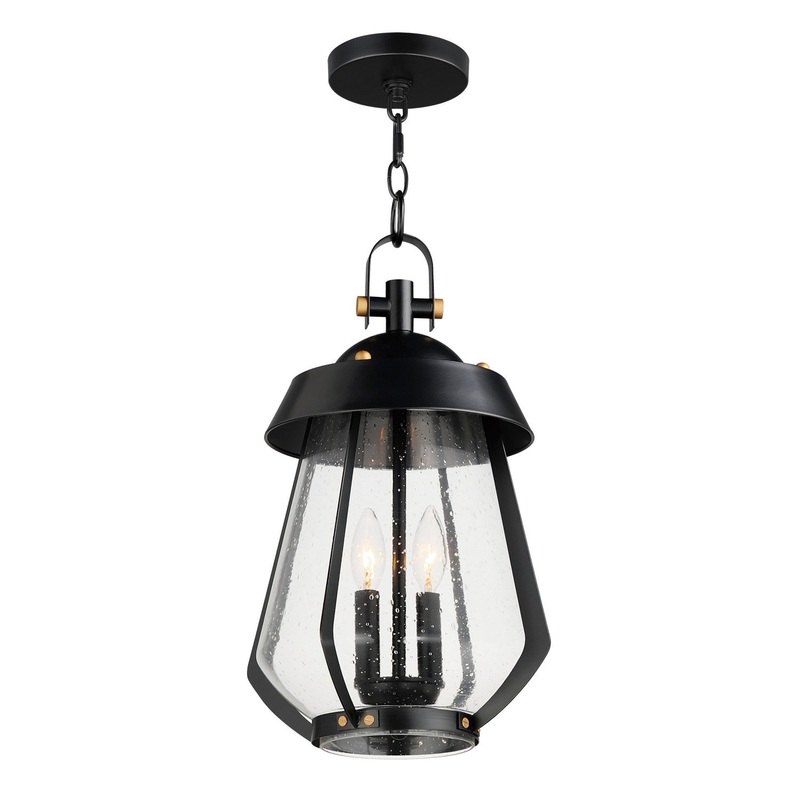 Maxim 30623CDBKAB Mariner Two Light Outdoor Pendant, Black / Antique Brass