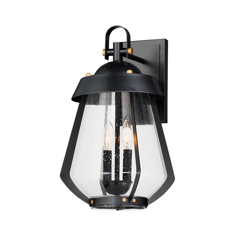 Maxim 30624CDBKAB Mariner Two Light Outdoor Wall Sconce, Black / Antique Brass