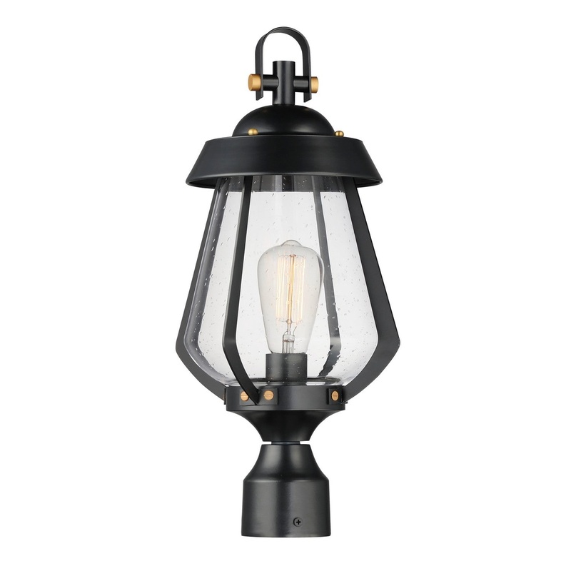 Maxim 30629CDBKAB Mariner One Light Outdoor Pier/Post Mount, Black / Antique Brass