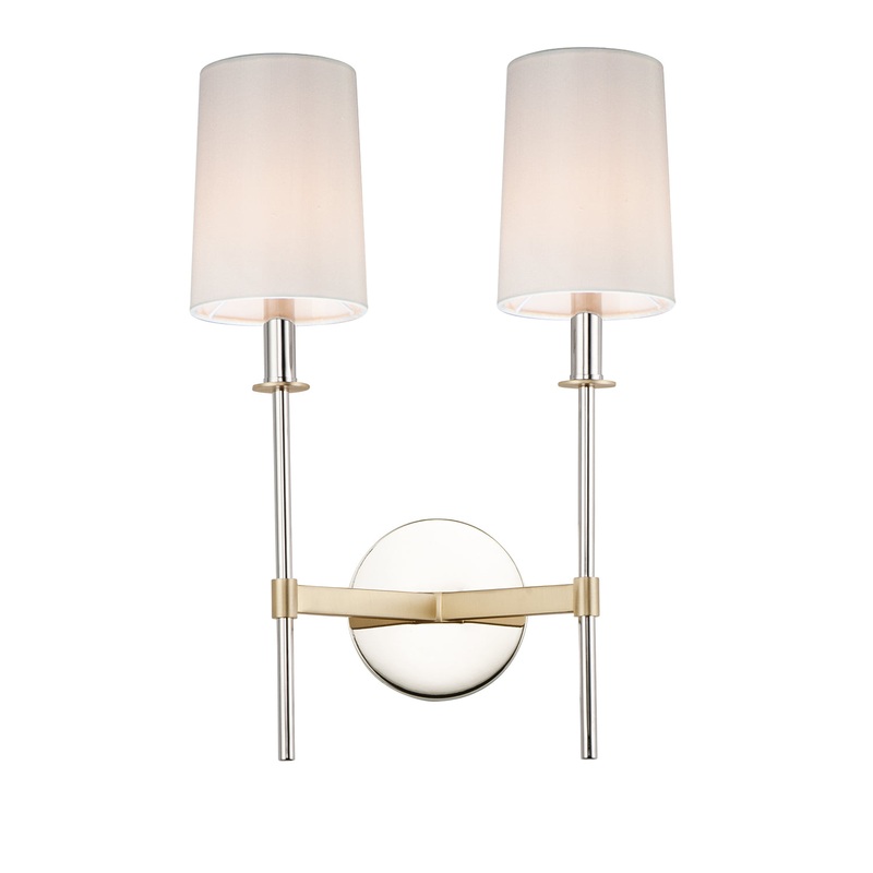 Maxim 32392OFSBRPN Uptown Two Light Wall Sconce, Satin Brass / Polished Nickel
