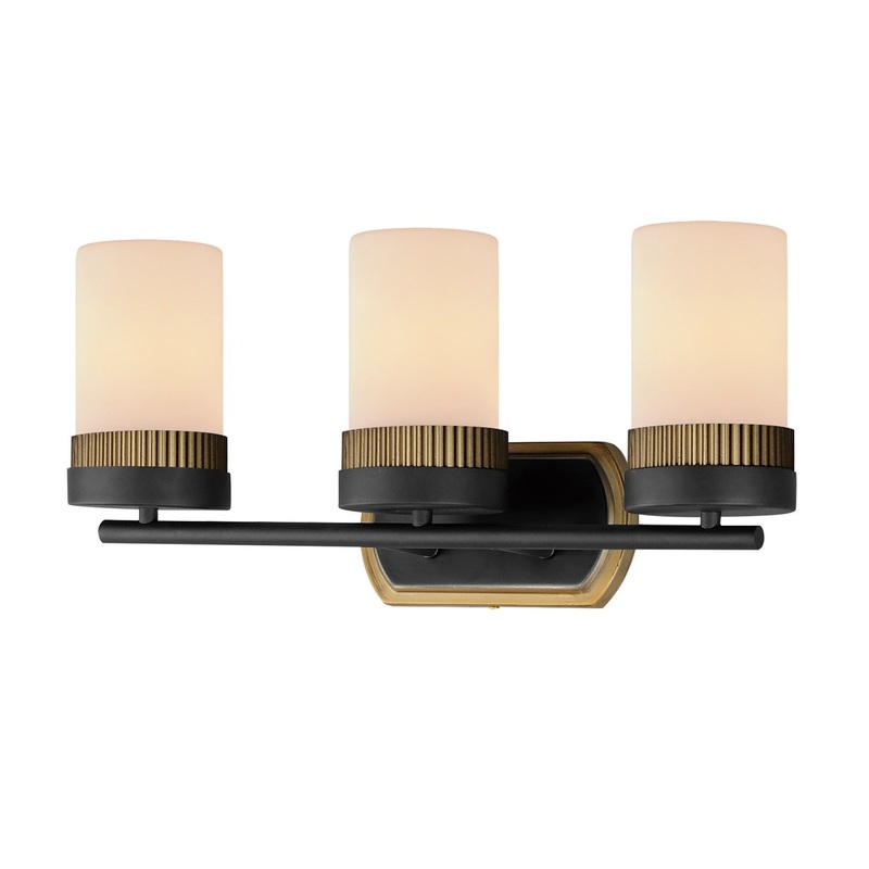 Maxim 32652SWBKAB Ruffles Three Light Bath Vanity, Black / Antique Brass