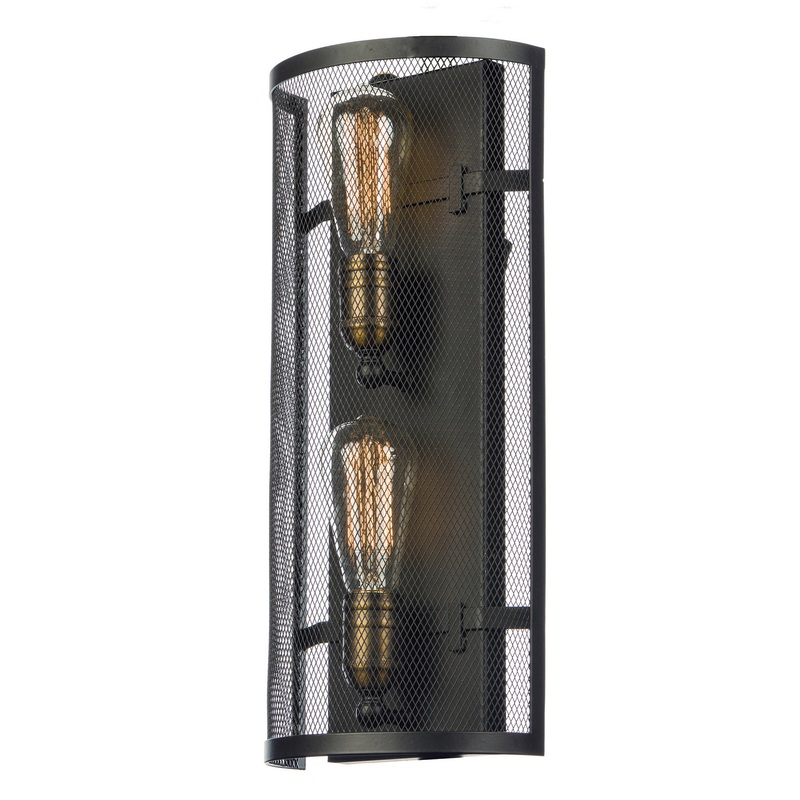 Maxim 20119BKNAB Palladium Two Light Wall Sconce, Black / Natural Aged Brass
