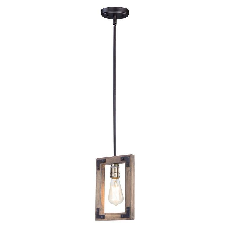 Maxim 20331WOBZ Lodge One Light Mini Pendant, Weathered Oak / Bronze