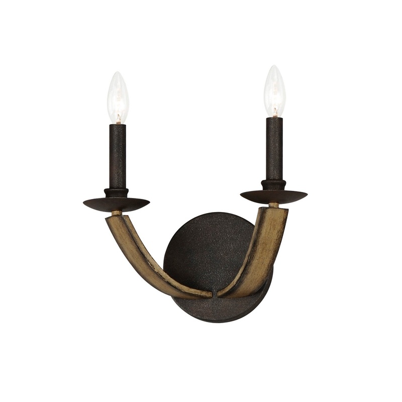 Maxim 20341DWAR Basque Two Light Wall Sconce, Driftwood/Anthracite