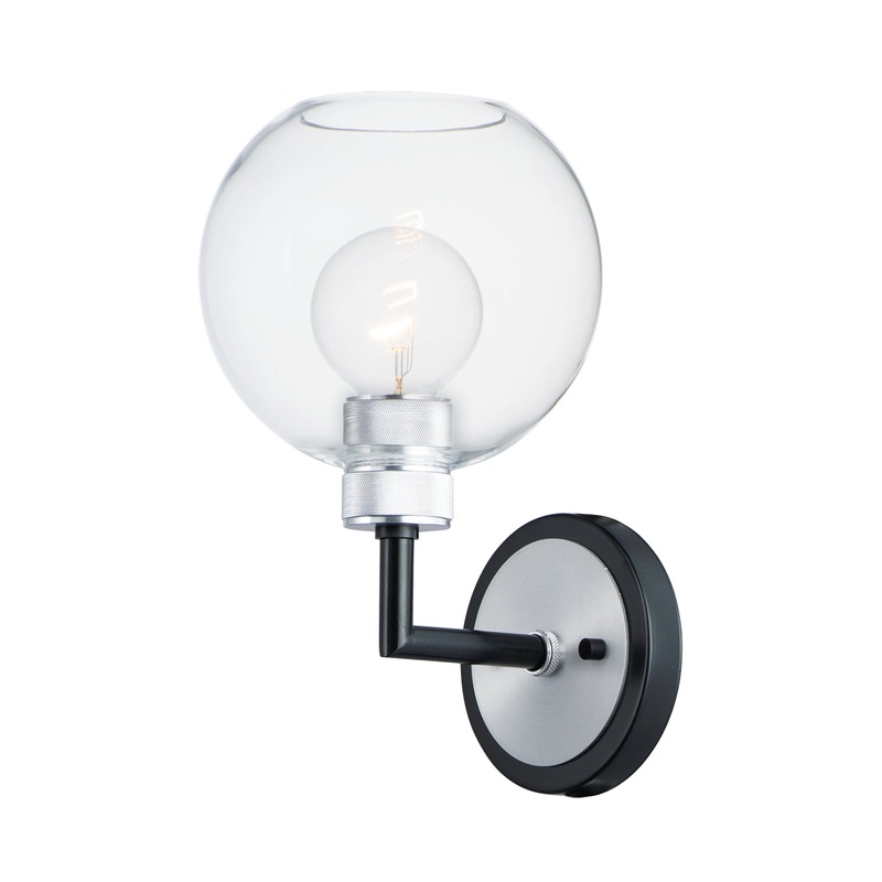 Maxim 21611CLBKAL Vessel One Light Bath Vanity, Black / Brushed Aluminum