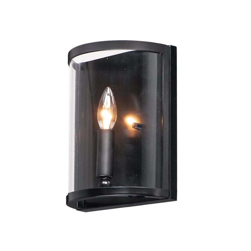 Maxim 25259CLBK Sentinel One Light Wall Sconce, Black