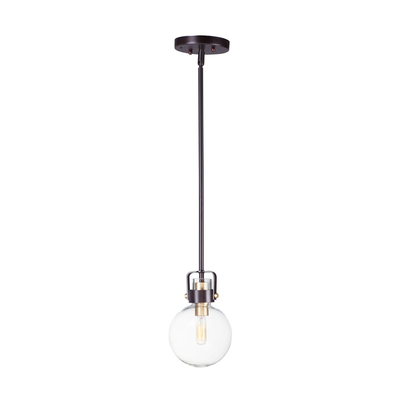 Maxim 90510CLBZSBR Bauhaus One Light Mini Pendant, Bronze / Satin Brass