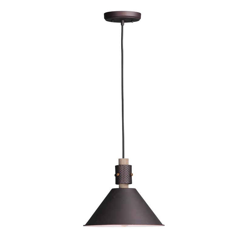 Maxim 10089OIWWD Tucson One Light Pendant, Oil Rubbed Bronze / Weathered Wood