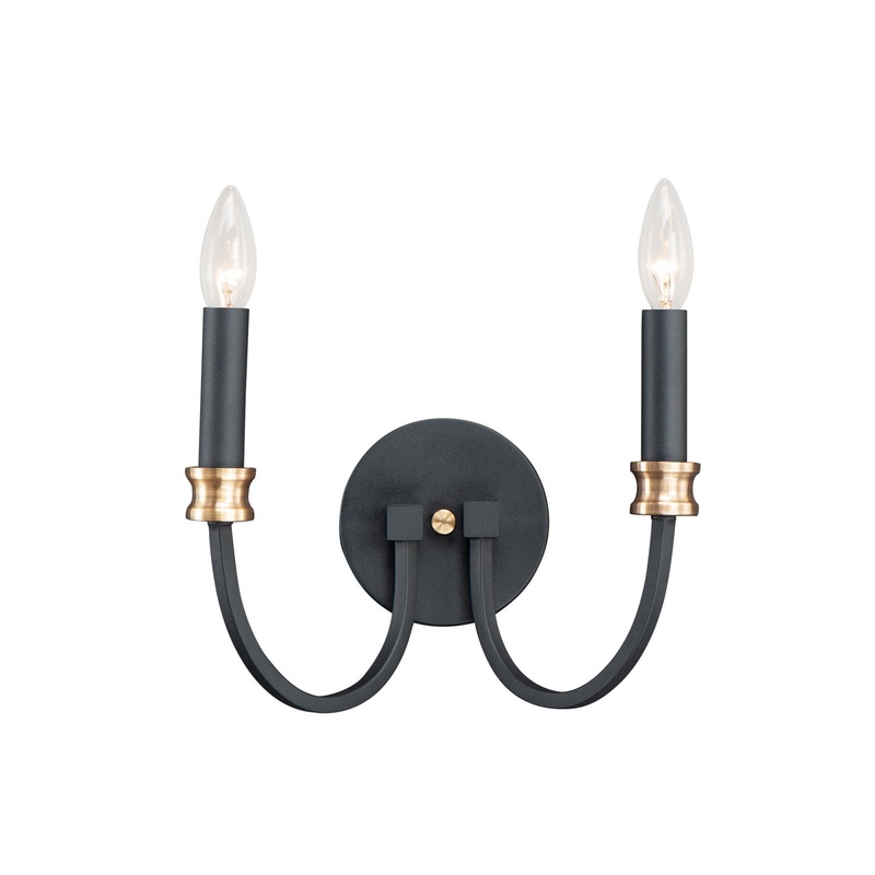 Maxim 11372BKAB Charlton Two Light Wall Sconce, Black / Antique Brass