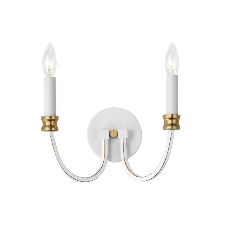 Maxim 11372WWTGL Charlton Two Light Wall Sconce, Weathered White/Gold Leaf
