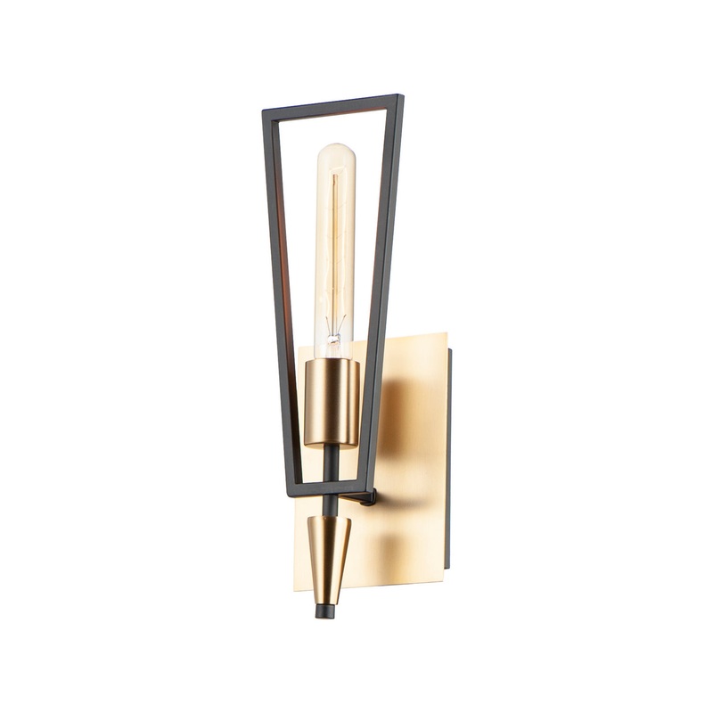 Maxim 11651BKSBR Wings One Light Wall Sconce, Black / Satin Brass