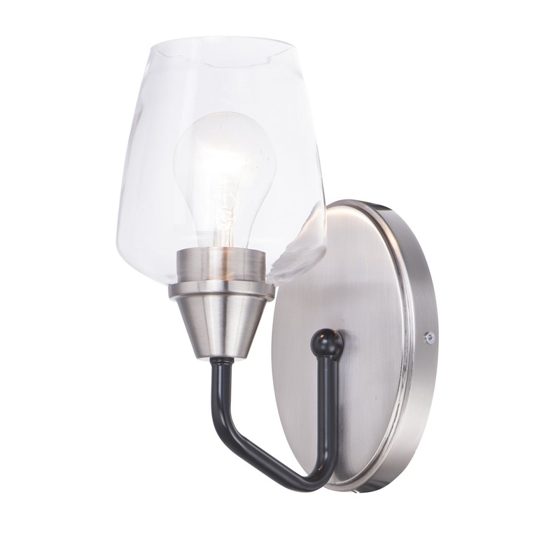 Maxim 26121CLBKSN Goblet One Light Wall Sconce, Black / Satin Nickel