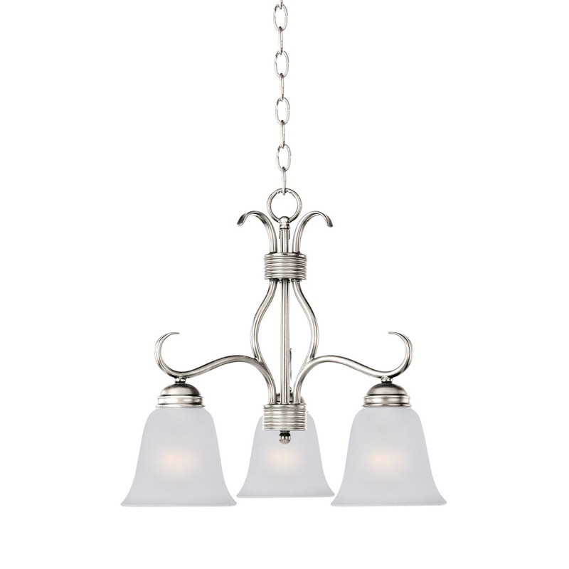 Maxim 10122FTSN Basix Three Light Chandelier, Satin Nickel
