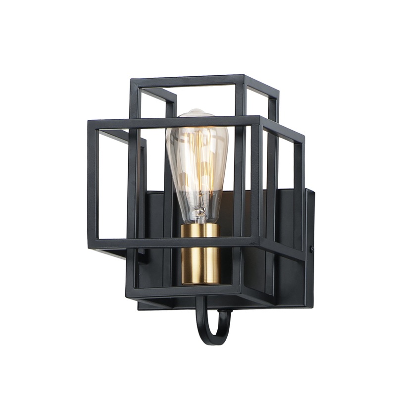 Maxim 10241BKSBR Liner One Light Wall Sconce, Black / Satin Brass