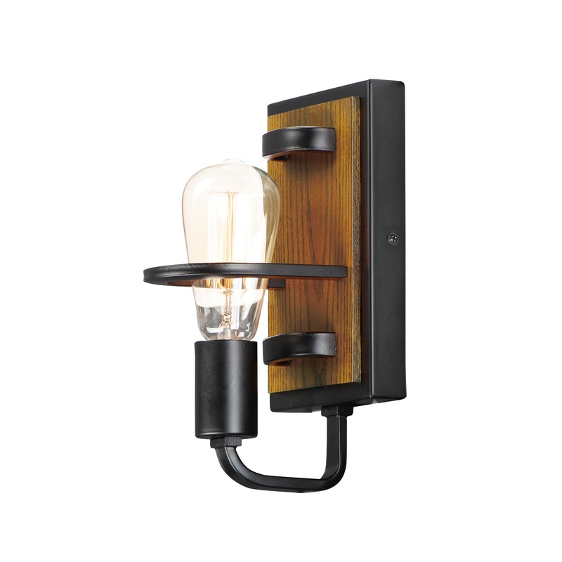 Maxim 10301BKASB Black Forest One Light Wall Sconce, Black / Ashbury